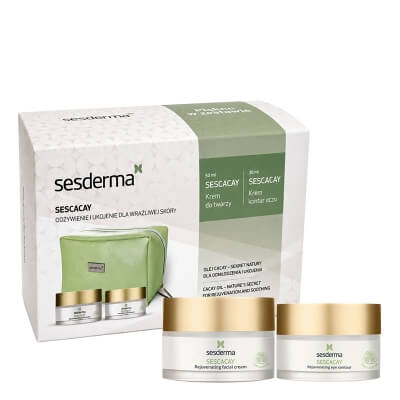 Sesderma Sescacay Rejuvenating Facial Cream + Sescacay Rejuvenating Eye Contour ZESTAW Odmładzający krem do twarzy 50 ml + Odmładzający krem kontur oczu 30 ml + Kosmetyczka