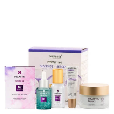 Sesderma Sesgen 32 Cream + Sesgen 32 Eye Contour Cream + Sesmahal B5 - Panthenol + Sesmahal Mist ZESTAW Krem odżywczy aktywujący komórki 50 ml + Krem kontur oczu 15 ml + Liposomane serum z witaminą B5, 30 ml + Mgiełka 30 ml