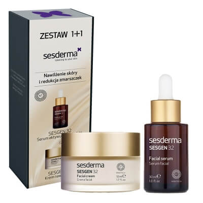 Sesderma Sesgen 32 Cream + Sesgen 32 Serum ZESTAW Krem odżywczy aktywujący komórki 50 ml + Serum aktywujące komórki 30 ml Kartonik