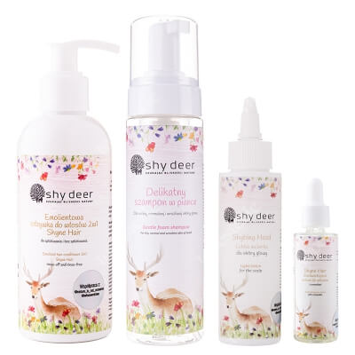 Shy Deer Complete Hair Care ZESTAW Szampon w piance 200 ml + Odżywka do włosów 2w1 200 ml + Wcierka dla skóry głowy 100 ml + Serum 30 ml