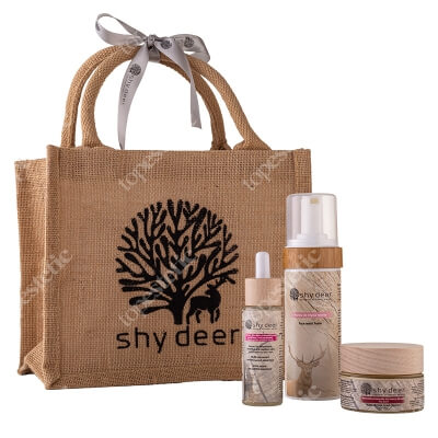 Shy Deer Face Clean And Care Set ZESTAW Maseczka do twarzy na dzień 50 ml + Pianka do mycia twarzy 150 ml + Serum 30 ml + Torba jutowa 1 szt