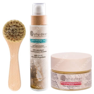 Shy Deer Face Mask Beauty + Emulsion + Face Clean Brush ZESTAW Maseczka do twarzy na dzień 50 ml + Emulsja 200 ml + Szczoteczka do oczyszczania i masażu 1 szt