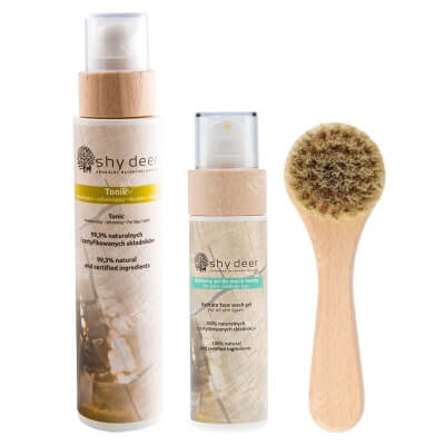 Shy Deer Clean Skin Set ZESTAW Żel do mycia twarzy 100 ml + Tonik 200 ml + Szczoteczka do oczyszczania i masażu 1 szt