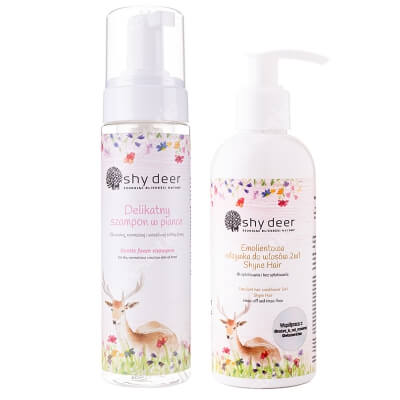 Shy Deer Gentle Foam Shampoo + Emolient Hair Conditioner ZESTAW Szampon w piance 200 ml + Emolientowa odżywka do włosów 2w1 200 ml