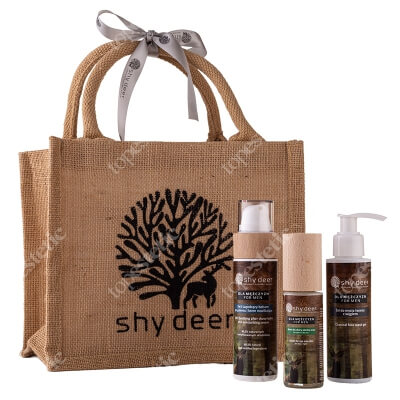 Shy Deer Men Set ZESTAW Żel do mycia twarzy 100 ml + Balsam po goleniu i krem nawilżający 2w1 100 ml + Krem dla skóry okolicy oczu 30 ml + Torba jutowa 1 szt