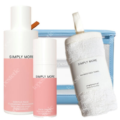 Simply More Face Cream 1 + Gentle Face Cleansing Emulsion ZESTAW Krem do twarzy 50 ml + Emulsja do mycia twarzy 150 ml + Ręcznik do twarzy z bambusa 1 szt. + Kosmetyczka 1 szt