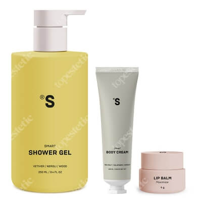 Sisters Aroma Smart Body + Lip Balm + Smart Shower ZESTAW Balsam do ciała - Sól morska i bursztyn 100 ml + Balsam do ust 4 g + Żel pod prysznic - Wetiweria i neroli 250 ml