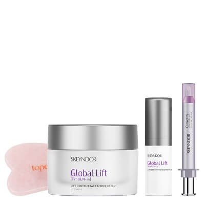 Skeyndor Pink Anti Aging Set ZESTAW Krem do twarzy i szyi dla skóry suchej 50 ml + Serum wygładzające zmarszczki wokół ust 10 ml + Krem pod oczy 15 ml + Gua Sha 1 szt.