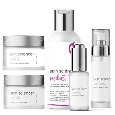Skin Science VegeBoost Cosmetic Set ZESTAW Peeling 30 ml + Tonik 150 ml + Serum 30 ml + Krem do twarzy 50 ml + Krem pod oczy 50 ml