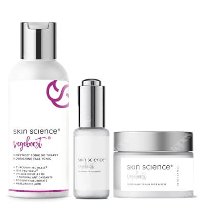 Skin Science VegeBoost Glow Set ZESTAW Tonik 150 ml + Serum olejowe 30 ml + Maska - krem do twarzy i pod oczy 50 ml