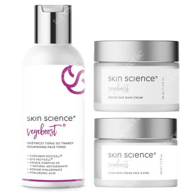 Skin Science VegeBoost Total ZESTAW Tonik 150 ml + Maska - krem do twarzy 50ml + Maska - krem do twarzy i pod oczy 50 ml