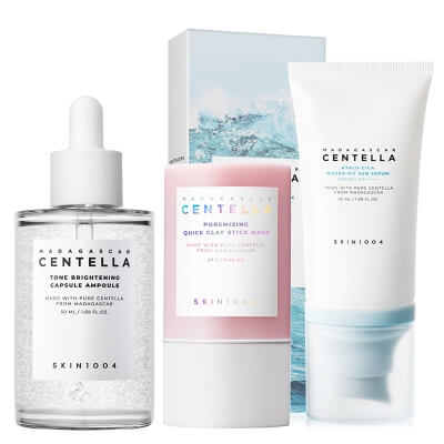 Skin1004 Bestseller Set ZESTAW Rozjaśniające serum 50 ml + Maska w sztyfcie z glinką 27 g + Krem przeciwsłoneczny SPF 50