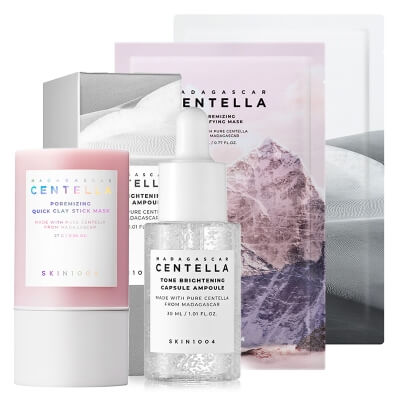 Skin1004 Brightening And Poremizing Set ZESTAW Rozjaśniające serum 30 ml + Maska w płachcie 23 ml + Maska w sztyfcie z glinką 27 g + Maska w płachcie 25 ml