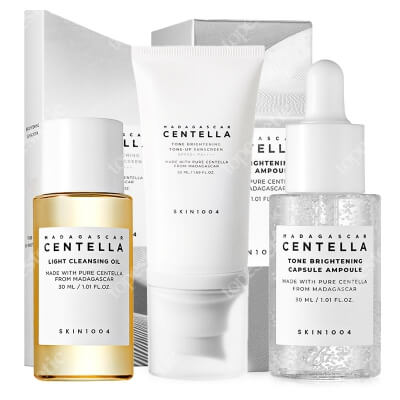 Skin1004 Brightening Skin ZESTAW Rozjaśniające serum do twarzy 30 ml + Filtr przeciwsłoneczny 50 ml + Lekki olejek myjący do twarzy 30 ml