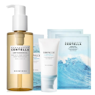 Skin1004 Cantella Set ZESTAW Olejek myjący 200 ml + Krem SPF 50+ PA++++ 50 ml + Głęboko nawilżająca maska w płachcie 2x 23 ml