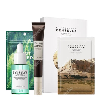 Skin1004 Favorite Set ZESTAW Serum 30 ml + Ultracienkie plastry na niedoskonałości 22 szt. + Przeciwzmarszczkowy krem pod oczy 20 ml + Maska w płachcie 1 szt