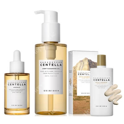 Skin1004 Madagascar Centella Set ZESTAW Olejek myjący do twarzy 200 ml + Odżywcze serum 55 ml + Lekki fizyczny filtr przeciwsłoneczny 50 ml