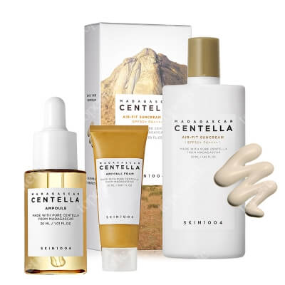 Skin1004 Madagascar Centella Set ZESTAW Serum 30 ml + Lekki fizyczny filtr przeciwsłoneczny 50 ml + Oczyszczająca pianka do twarzy 20 ml