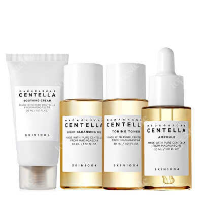 Skin1004 Madagascar Centella Travel Set ZESTAW Olejek myjący 30 ml + Tonik 30 ml + Serum 30 ml + Krem 30 ml