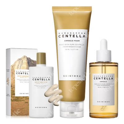 Skin1004 Madagascar Centella ZESTAW Oczyszczająca pianka 125 ml + Odżywcze serum 100 ml + Lekki filtr przeciwsłoneczny SPF 50 50 ml