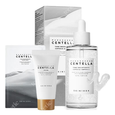 Skin1004 Tone Brightening Set ZESTAW Rozjaśniające serum 100 ml + Maska w płachcie rozjaśniająca przebarwienia 25 ml + Nawilżający krem 30 ml