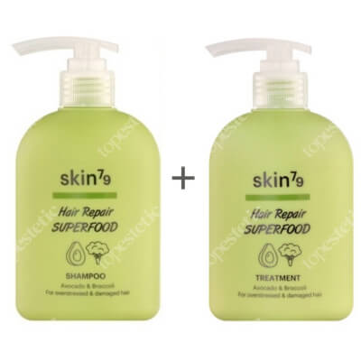 Skin79 Avocado & Broccoli Set ZESTAW Szampon dla przeciążonych i zniszczonych włosów 230 ml + Odżywka dla przeciążonych i zniszczonych włosów 230 ml