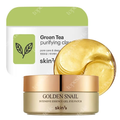 Skin79 Golden Snail Eye Patch + Green Tea Purifying Clay Mask ZESTAW Płatki pod oczy 60 szt + Peelingująca maska oczyszczająca 100 ml