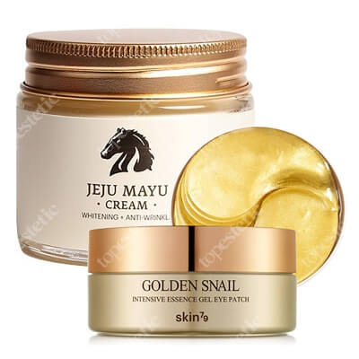 Skin79 Golden Snail Gel Eye Patch + Jeju Mayu Cream ZESTAW Płatki pod oczy 60 szt + Krem odżywczy 70 ml