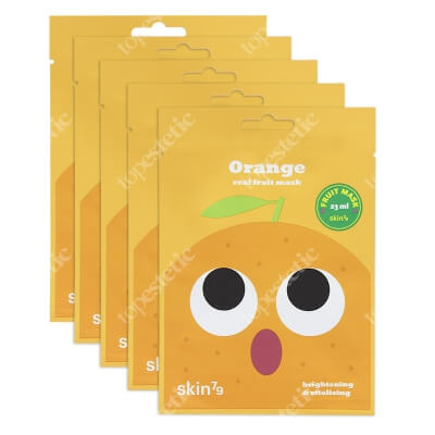Skin79 Real Fruit Mask Orange x 5 ZESTAW Rozświetlająca maska w płacie z ekstraktem z pomarańczy 23 ml x 5