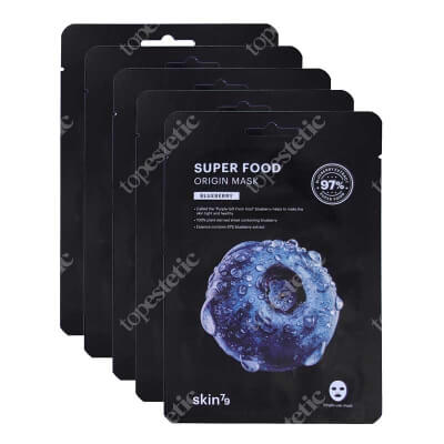 Skin79 Super Food Origin Mask Blueberry x 5 ZESTAW Odżywczo - ujędrniająca maska w płacie 20 ml x 5