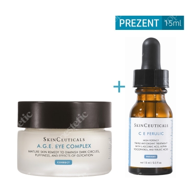 Skinceuticals AGE Eye Complex + C E Ferulic ZESTAW Krem pod oczy redukujący cienie i worki 15 ml + aktywne serum antyoksydacyjne 15 ml