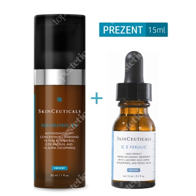 Skinceuticals Resveratrol B E + C E Ferulic ZESTAW Serum antyoksydacyjne na noc 30 ml + Aktywne serum antyoksydacyjne 15 ml