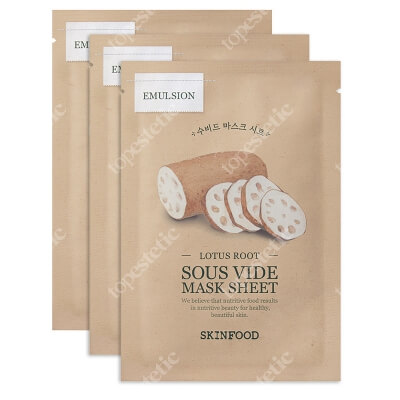 Skinfood Lotus Root Sous Vide Mask Sheet x 3 ZESTAW Maseczka w płachcie 20 g x 3