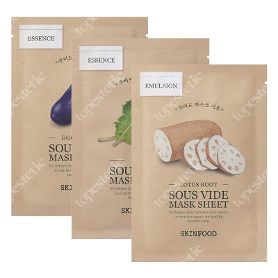 Skinfood Masks Trio ZESTAW Maseczka nawilżająca 20 g + Maseczka wygładzająca 20 g + Maseczka łagodząca 20 g