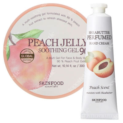 Skinfood Peach Set ZESTAW Żeł do twarzy i ciała 300 ml + Krem do rąk 30 ml