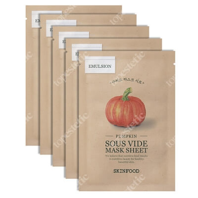 Skinfood Pumpkin Sous Vide Mask Sheet x 5 ZESTAW Maseczka w płachcie - dynia 5 x 1 szt