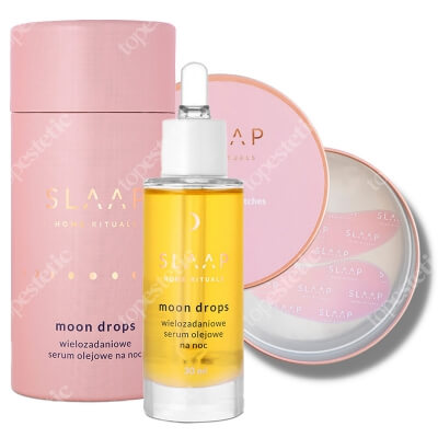 Slaap Reusable Eye Patches + Moon Drops ZESTAW Wielorazowe płatki pod oczy 2 szt + Wielozadaniowe serum olejowe na noc 30 ml