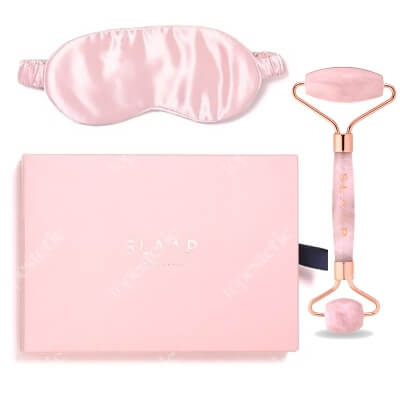 Slaap Slaap Rose Quartz + Slaap Silk Mask Rose New ZESTAW Roller do masażu twarzy z różowego kwarcu 1 szt. + Jedwabna opaska na oczy do spania (różowa) 1 szt.