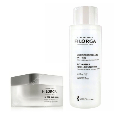 Filorga Sleep and Peel + Anti-Age Micellar Solution ZESTAW Krem na noc, Woda micelarna 50 ml, 400 ml