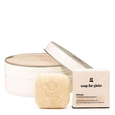 Soap For Globe Delicate and Coconut Body ZESTAW Ultraodżywcze masło do ciała z olejem kokosowym 180 ml + Kostka myjąca do skóry delikatnej 1 szt.