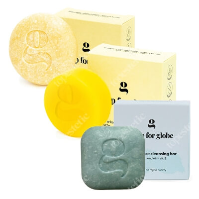 Soap For Globe Moisturizing Set ZESTAW Nawilżająca kostka do twarzy 1 szt. + Szampon do włosów suchych 1 szt. + Odżywka do suchych włosów 1 szt.