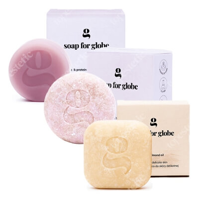 Soap For Globe Volume and Delicate Set ZESTAW Kostka myjąca do skóry delikatnej 1 szt. + Odżywka dla włosów cienkich 1 szt. + Szampon do włosów cienkich 1 szt.