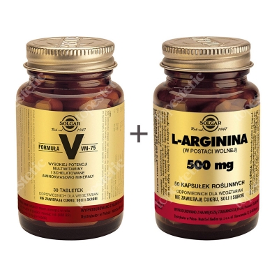 Solgar Aktywność ZESTAW L-Arginina 500 mg, 50 kaps. + Formuła VM 75, 30 tabl.