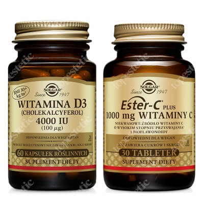 Solgar Autumn Vitamin Set ZESTAW Witamina D3 4000 IU 60 kaps. + Witamina C 1000 mg 30 tabletek