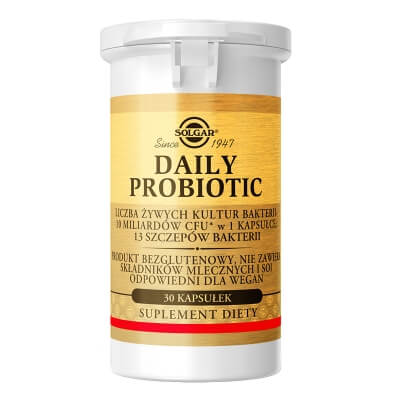 Solgar Daily Probiotic 13 szczepów bakterii dla wzbogacenia mikrobioty jelit 30 kaps