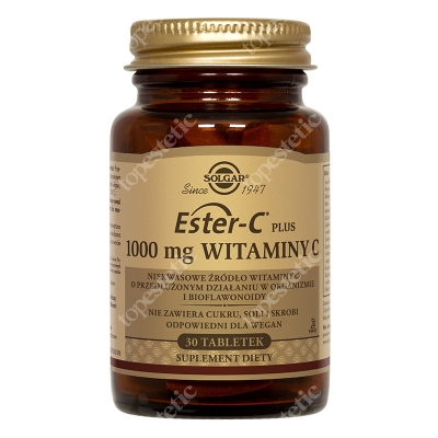 Solgar Ester C Plus – 1000 mg Witaminy C Wysoko przyswajalne niekwasowe źródło witaminy C i bioflawonoidy 30 tabletek