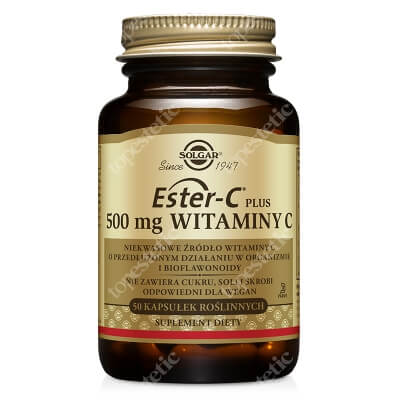 Solgar Ester-C Plus 500 mg Witaminy C Wysoko przyswajalne niekwasowe źródło witaminy C i bioflawonoidy 50 kapsułek