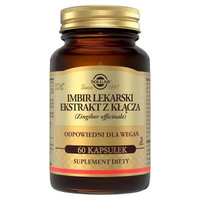 Solgar Imbir Lekarski Ekstrakt z kłącza, Ginger 60 kapsułek