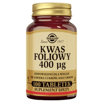 Solgar Kwas Foliowy 400 µg Suplement diety 100 tabletek