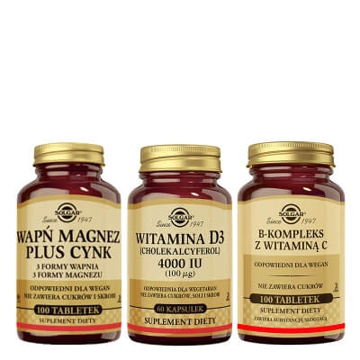 Solgar Mineral And Vitamin ZESTAW 100 tabletek + Cholekalcyferol 60 kaps. + Suplement diety tab. 100 szt